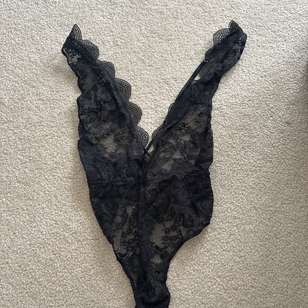 Victorias Secret Black Lace Bodysuit